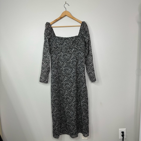 Abercrombie & Fitch Emerson Chiffon Long Sleeve MIDI Floral Square Neck Sundress - Picture 3 of 12